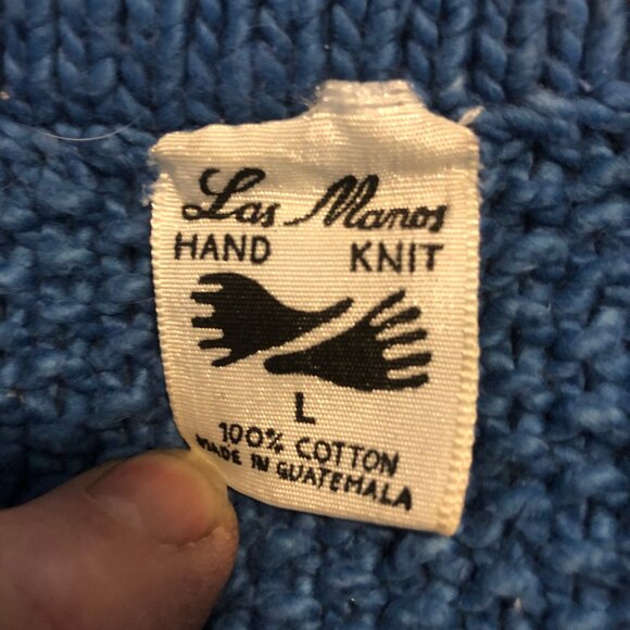 Las Manos Hand Knit 100% Cotton Sweater (L) - Picture 8 of 9